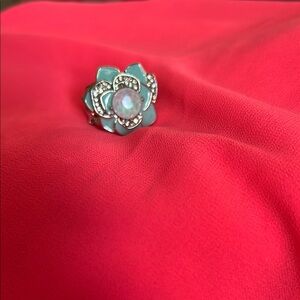 Intricate Blue and Silver Floral Ring